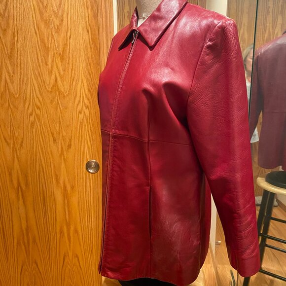 Kenneth Cole Reaction Red Leather Jacket. Large - Picture 2 of 10